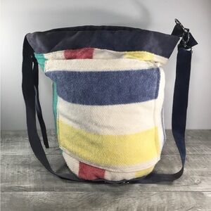 Vintage Wool Blanket Stripe Tote Purse Shopping Duffle Handbag Shoulder Yoga Bag